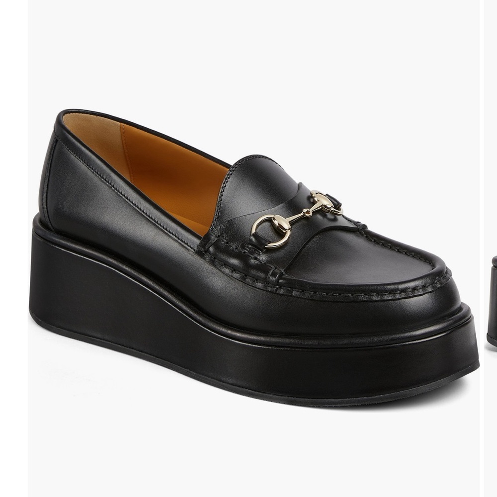 Gucci Black Leather Idle Platform Loafers Sz. 5.5